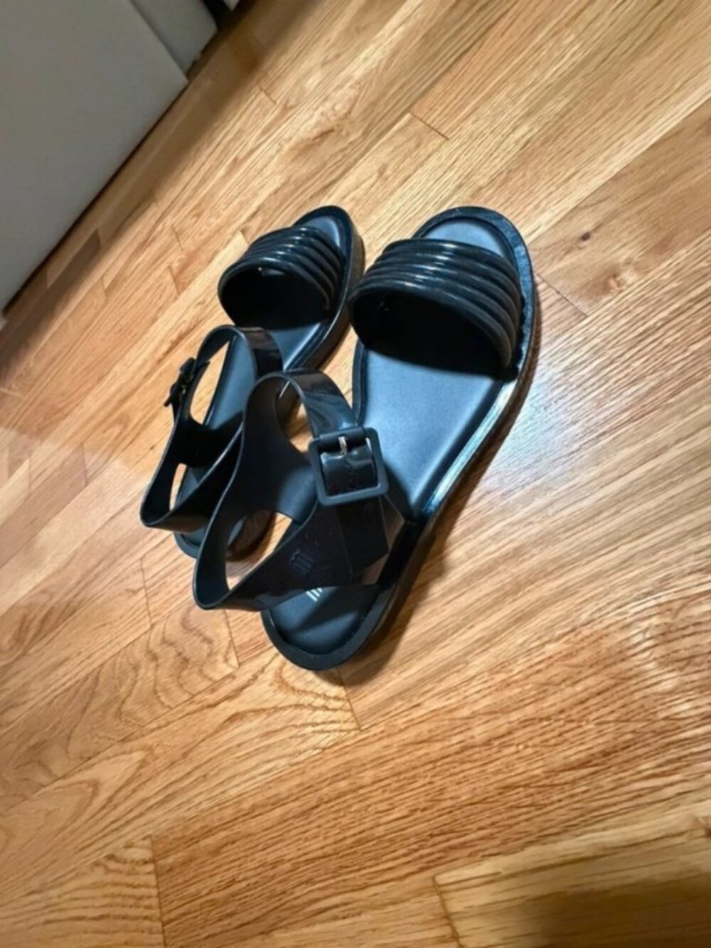 Black Melissa sandals with buckle detail
